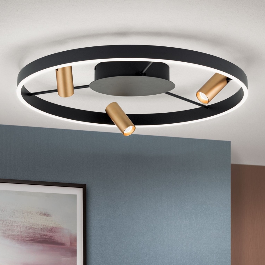 LED Aptumšojama griestu lampa BERLIN LED/50W/230V melna/zelta