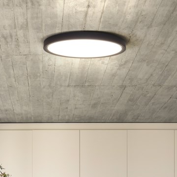 LED Aptumšojama griestu lampa ESTELA LED/36W/230V d. 30 cm melna + tālvadības pults