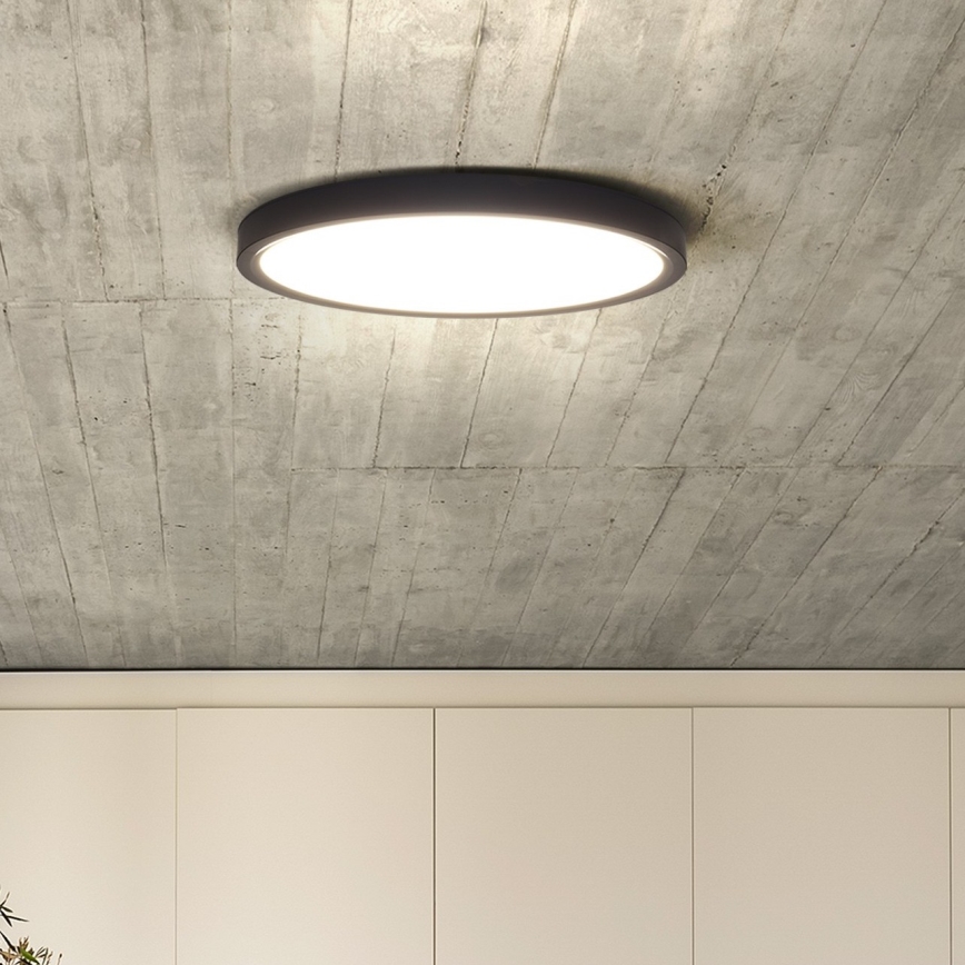 LED Aptumšojama griestu lampa ESTELA LED/36W/230V d. 30 cm melna + tālvadības pults