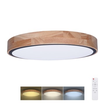 LED Aptumšojama griestu lampa IRON OAK LED/60W/230V 3000-6500K ozols d. 51 cm + tālvadības pults