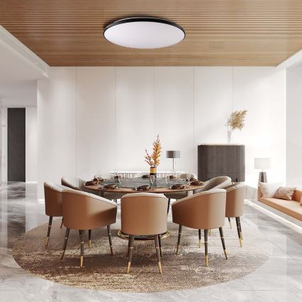 LED Aptumšojama griestu lampa KERN LED/80W/230V 3000-6000K d. 80 cm melna + tālvadības pults