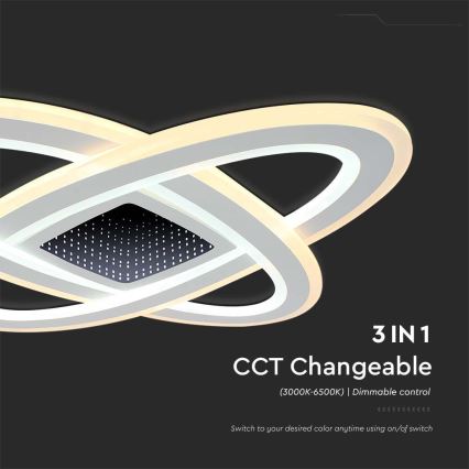 LED Aptumšojama griestu lampa LED/130W/230V 3000-6500K 62x62 cm + tālvadības pults