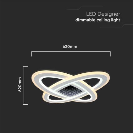 LED Aptumšojama griestu lampa LED/130W/230V 3000-6500K 62x62 cm + tālvadības pults