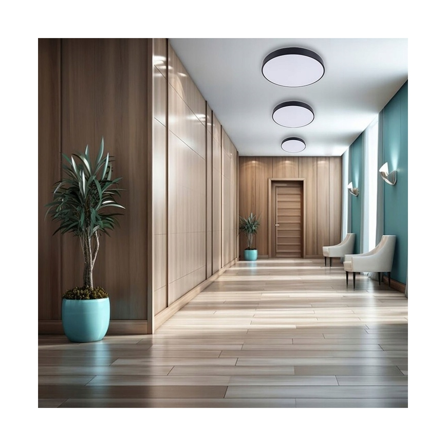 LED Aptumšojama griestu lampa LED/30W/230V 3000-6500K d. 30 cm melna + tālvadības pults