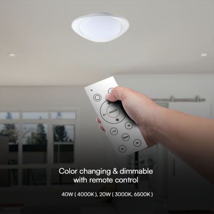 LED Aptumšojama griestu lampa LED/40W/230V 3000-6500K 45 cm balta + tālvadības pults