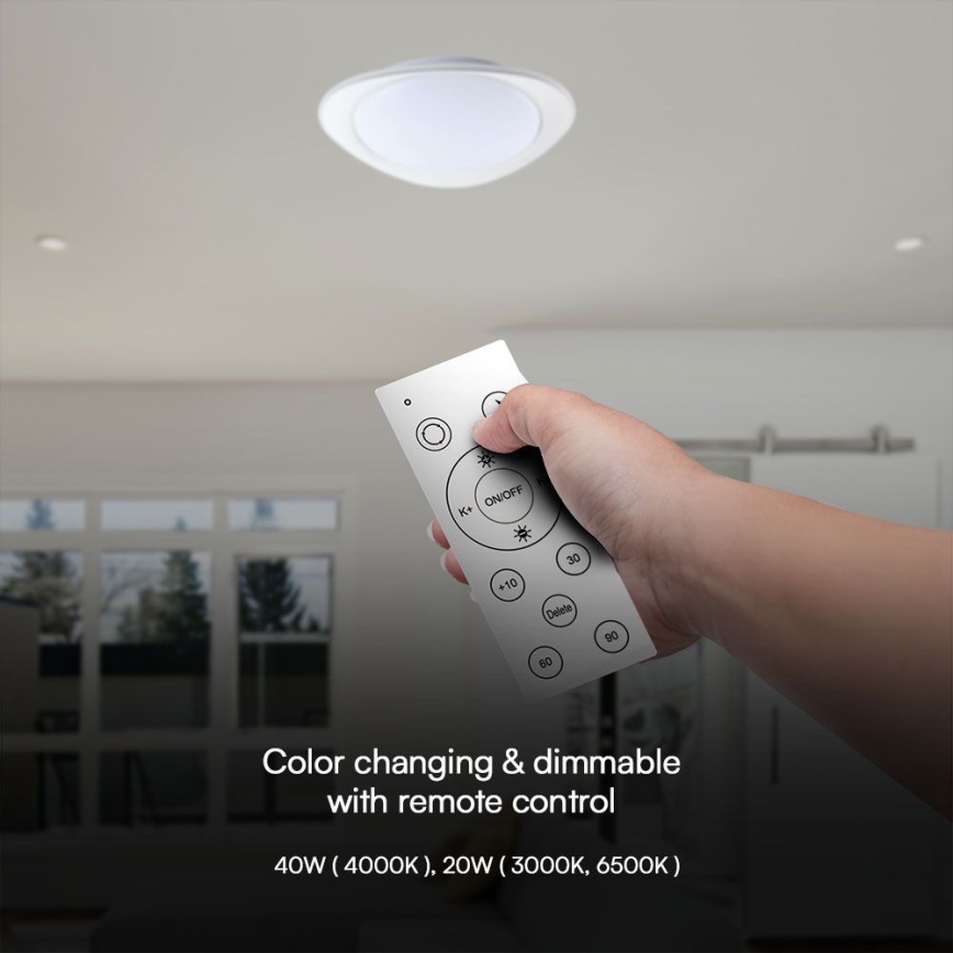 LED Aptumšojama griestu lampa LED/40W/230V 3000-6500K 45 cm balta + tālvadības pults
