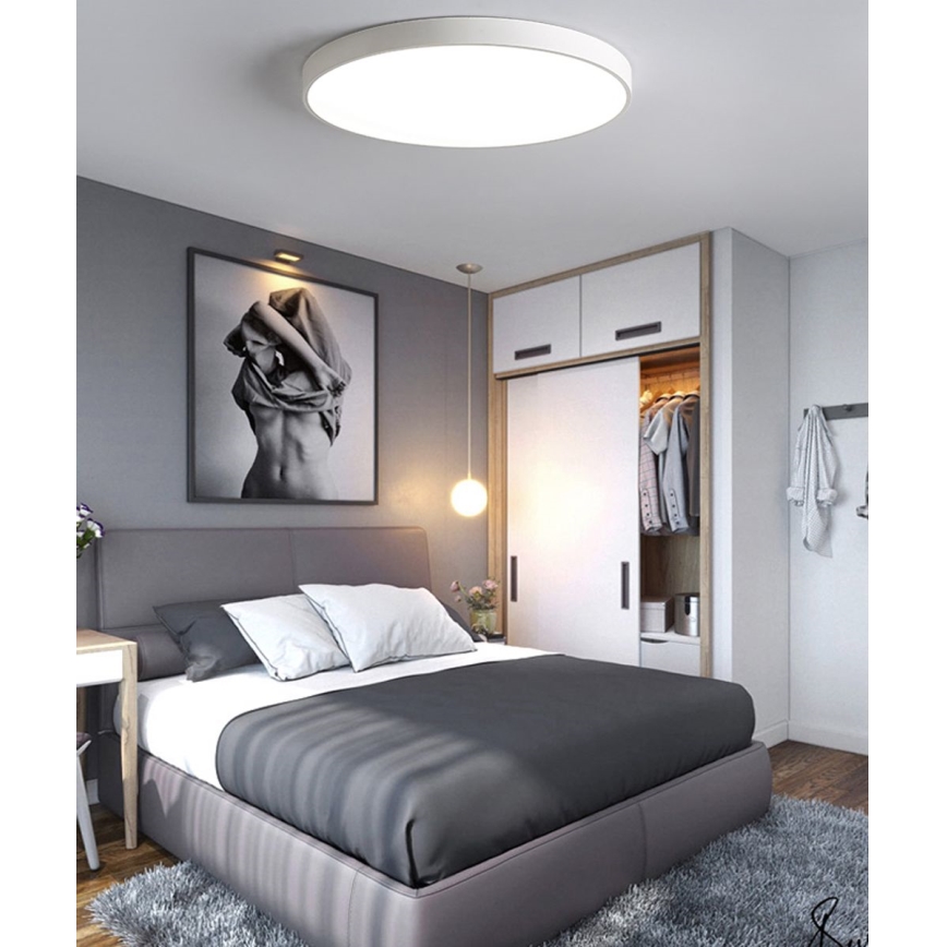 LED Aptumšojama griestu lampa LED/40W/230V 3000-6500K d. 40 cm balta + tālvadības pults