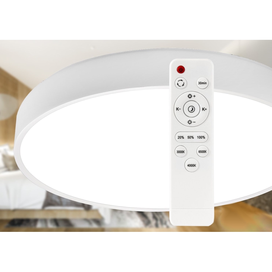 LED Aptumšojama griestu lampa LED/40W/230V 3000-6500K d. 40 cm balta + tālvadības pults