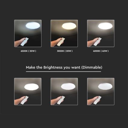 LED Aptumšojama griestu lampa LED/40W/230V 3000K/4000K/6500K d. 38,8 cm + tālvadības pults