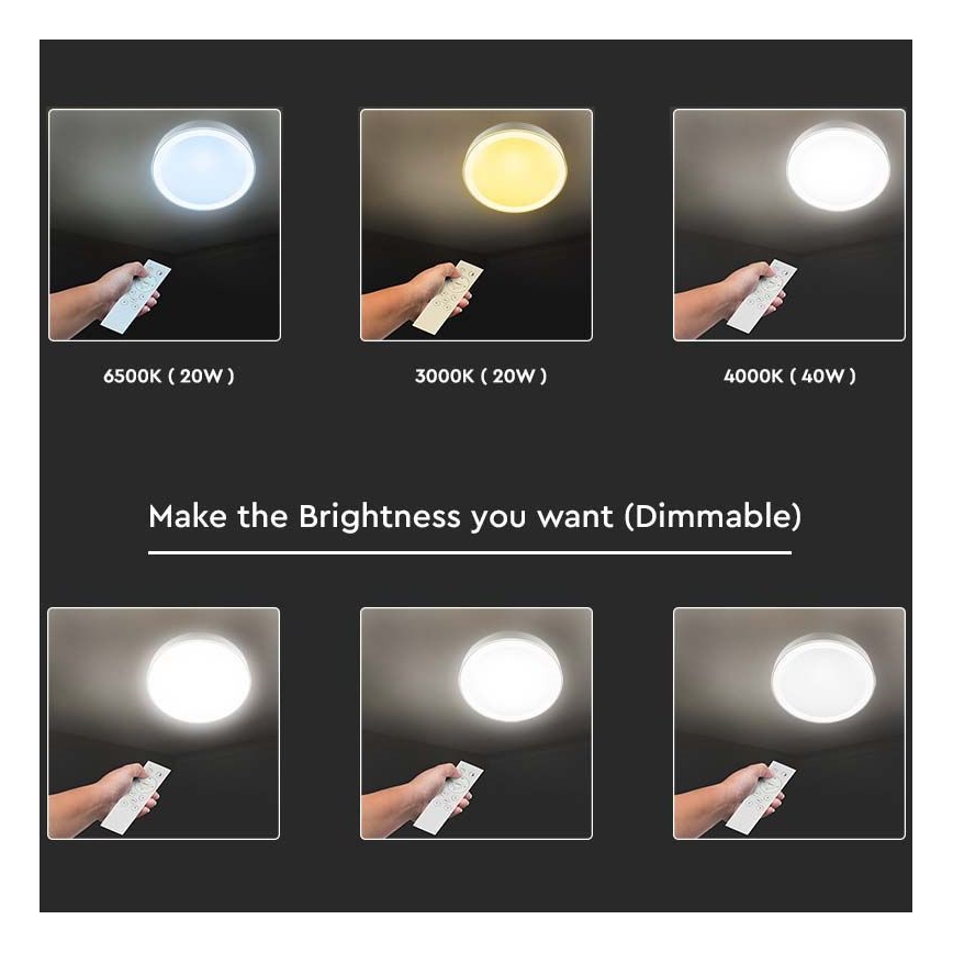 LED Aptumšojama griestu lampa LED/40W/230V 3000K/4000K/6500K + tālvadības pults