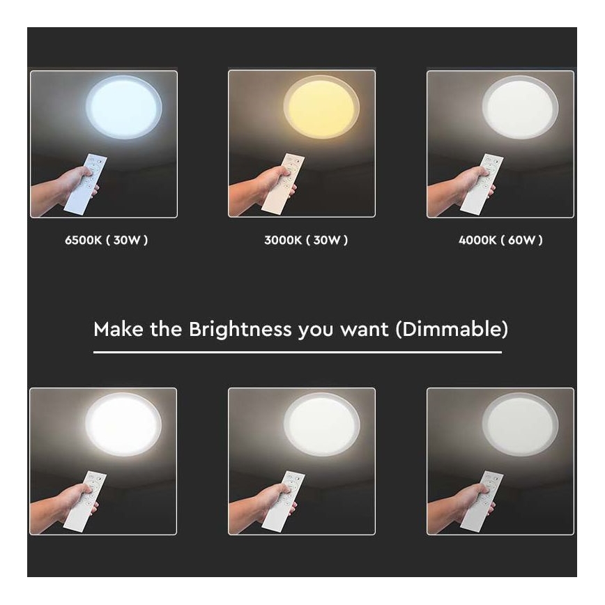 LED Aptumšojama griestu lampa LED/40W/230V 3000K/4000K/6500K d. 56,5 cm + tālvadības pults