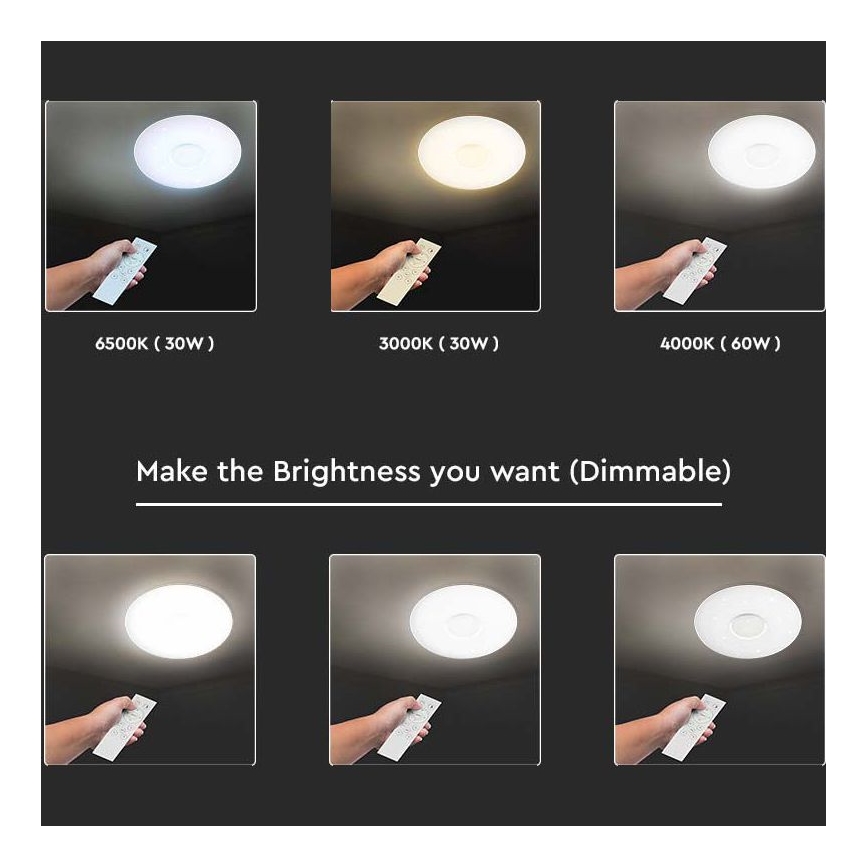 LED Aptumšojama griestu lampa LED/40W/230V 3000K/4000K/6500K + tālvadības pults