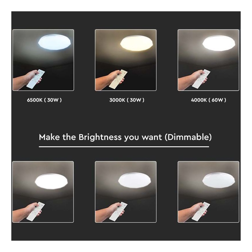 LED Aptumšojama griestu lampa LED/40W/230V 3000K/4000K/6500K + tālvadības pults