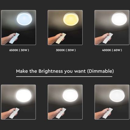 LED Aptumšojama griestu lampa LED/40W/230V 3000K/4000K/6500K d. 51 cm + tālvadības pults
