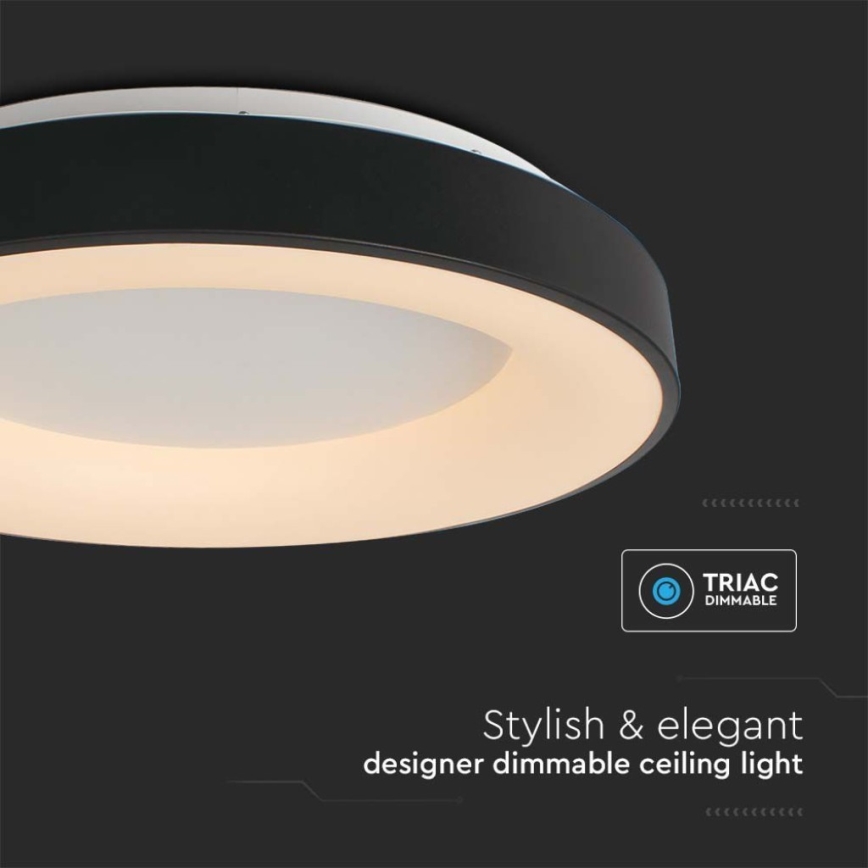 LED Aptumšojama griestu lampa LED/49W/230V 3000K d. 60 cm melna