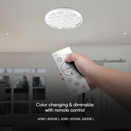 LED Aptumšojama griestu lampa LED/60W/230V 3000/4000/6500K d. 49 cm + tālvadības pults