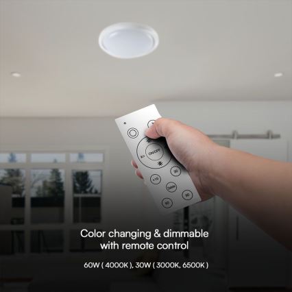 LED Aptumšojama griestu lampa LED/60W/230V 3000-6500K 49,2 cm balta + tālvadības pults