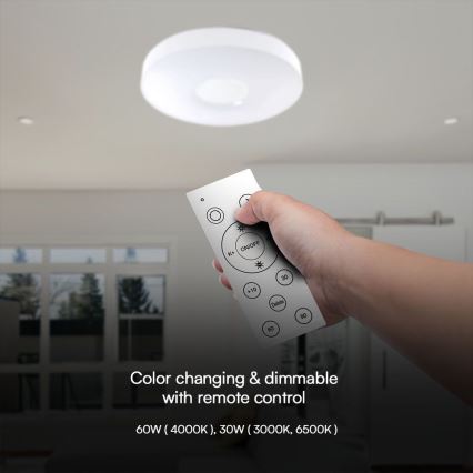 LED Aptumšojama griestu lampa LED/60W/230V 3000-6500K 49,5 cm balta + tālvadības pults