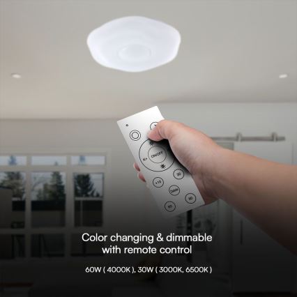 LED Aptumšojama griestu lampa LED/60W/230V 3000-6500K 50 cm balta + tālvadības pults