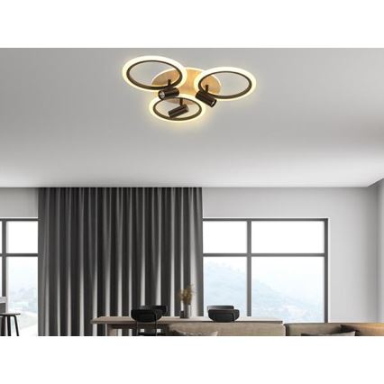 LED Aptumšojama griestu lampa LED/70W/230V 3000-6500K melna/brūna + tālvadības pults