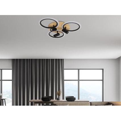 LED Aptumšojama griestu lampa LED/70W/230V 3000-6500K melna/brūna + tālvadības pults