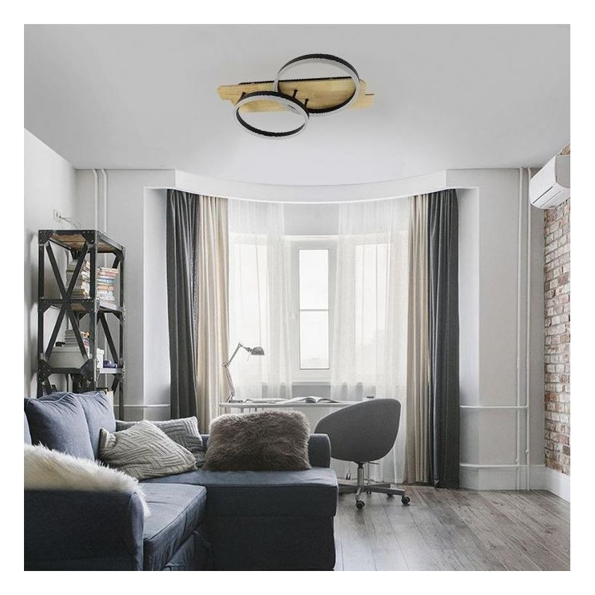 LED Aptumšojama griestu lampa LED/70W/230V 3000-6500K ozols + tālvadības pults