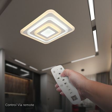 LED Aptumšojama griestu lampa LED/77W/230V 3000-6500K 49,5x49,5 cm + tālvadības pults
