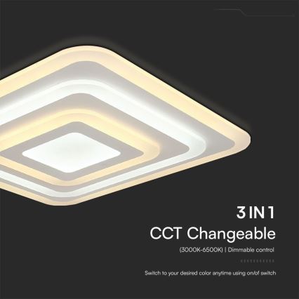 LED Aptumšojama griestu lampa LED/77W/230V 3000-6500K 49,5x49,5 cm + tālvadības pults