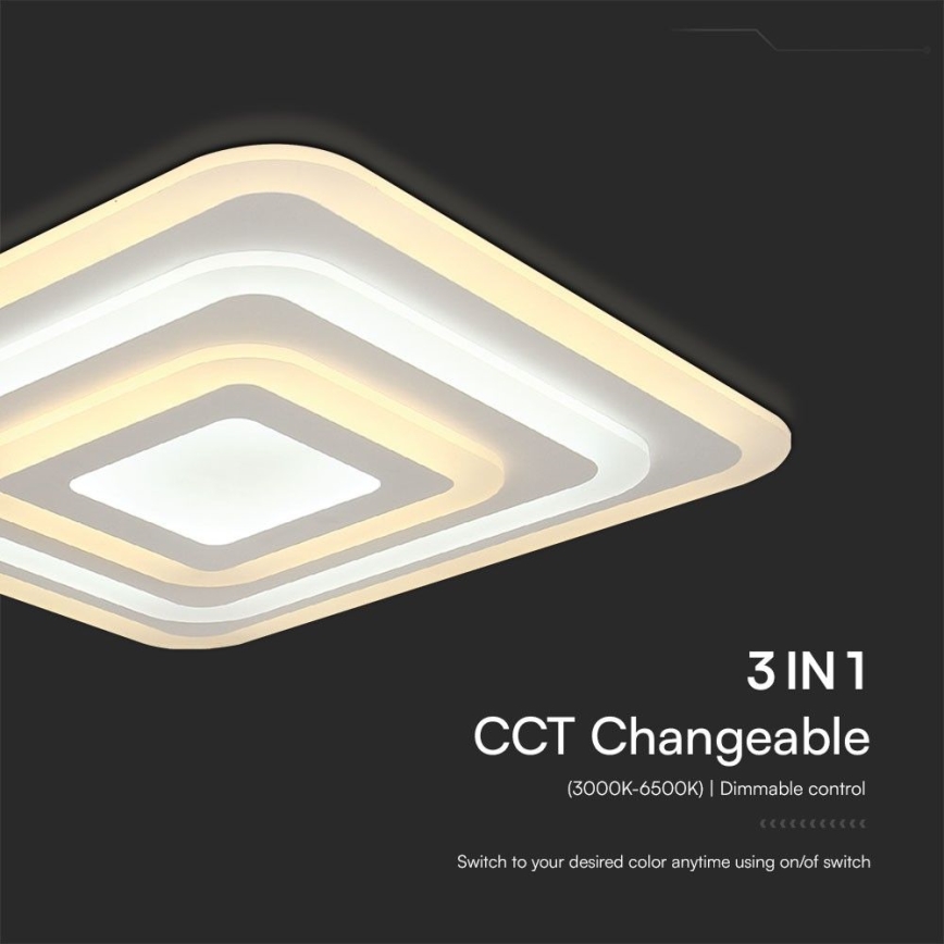 LED Aptumšojama griestu lampa LED/77W/230V 3000-6500K 49,5x49,5 cm + tālvadības pults