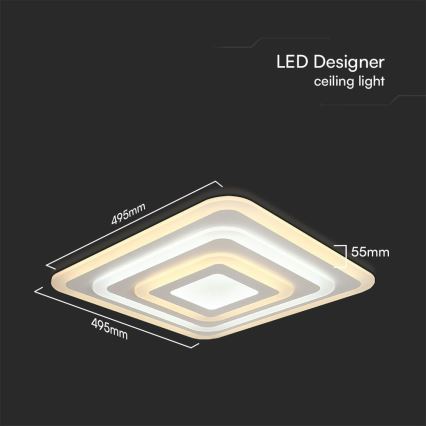 LED Aptumšojama griestu lampa LED/77W/230V 3000-6500K 49,5x49,5 cm + tālvadības pults