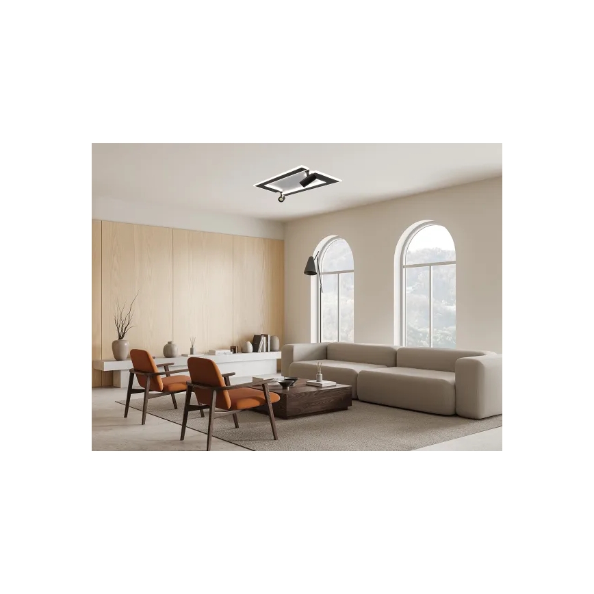LED Aptumšojama griestu lampa LED/80W/230V 3000-6500K melna + tālvadības pults