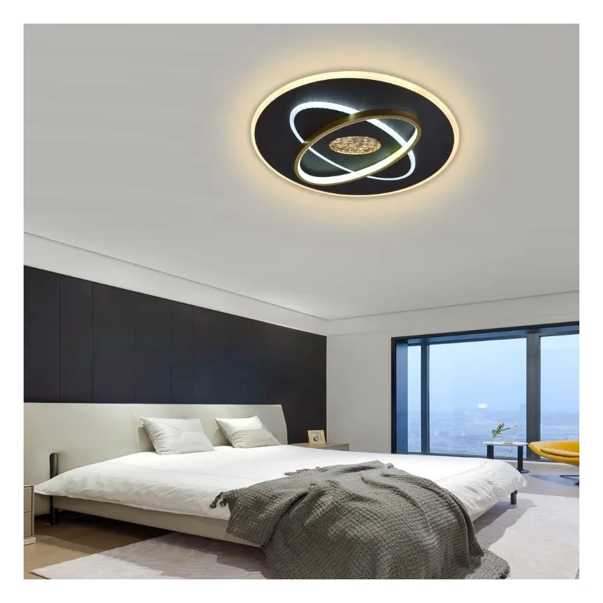 LED Aptumšojama griestu lampa LED/80W/230V 3000-6500K melna + tālvadības pults