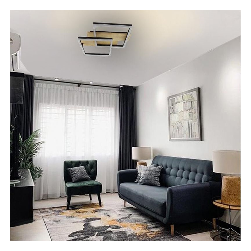 LED Aptumšojama griestu lampa LED/85W/230V 3000-6500K ozols + tālvadības pults