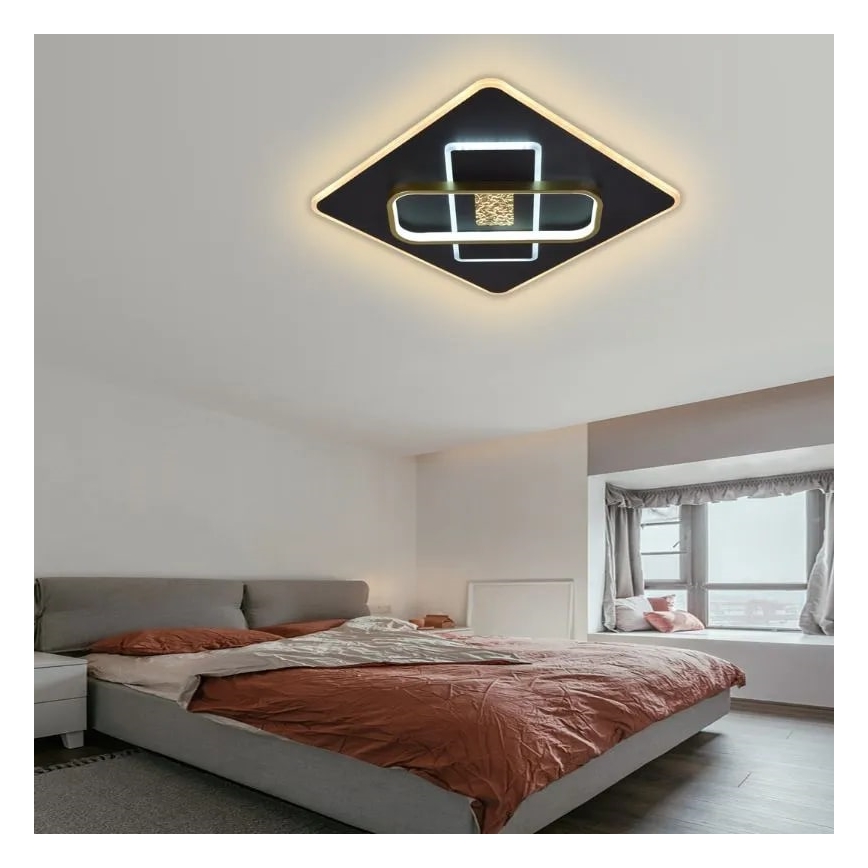 LED Aptumšojama griestu lampa LED/90W/230V 3000-6500K melna + tālvadības pults