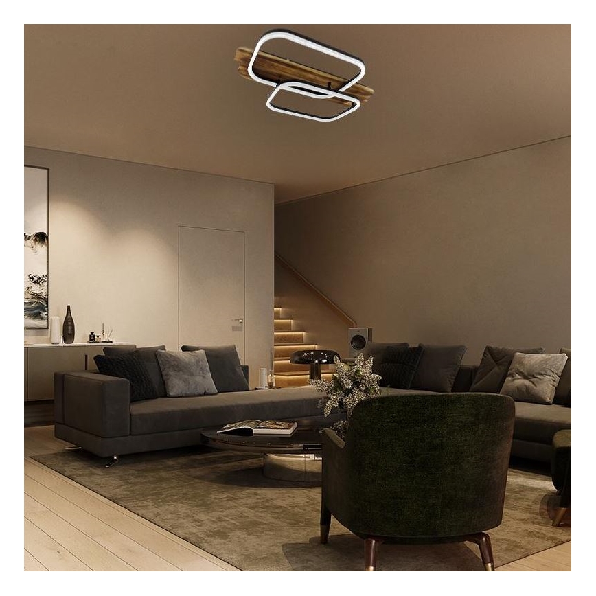 LED Aptumšojama griestu lampa LED/95W/230V 3000-6500K ozols + tālvadības pults
