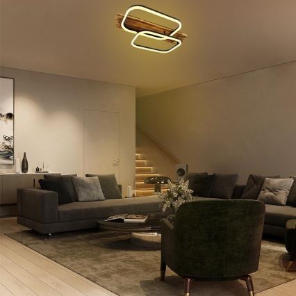 LED Aptumšojama griestu lampa LED/95W/230V 3000-6500K ozols + tālvadības pults