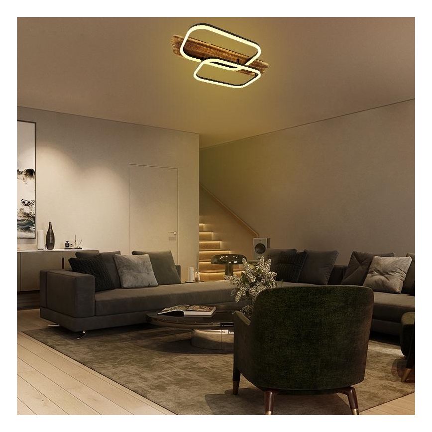 LED Aptumšojama griestu lampa LED/95W/230V 3000-6500K ozols + tālvadības pults