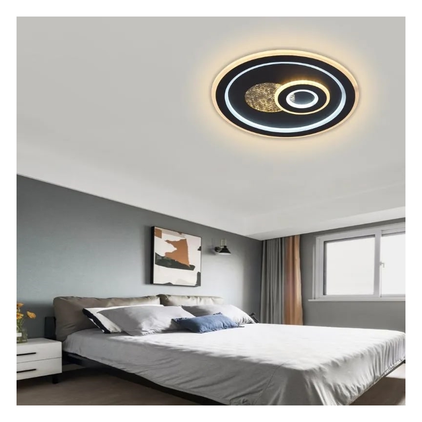 LED Aptumšojama griestu lampa LED/95W/230V 3000-6500K melna + tālvadības pults