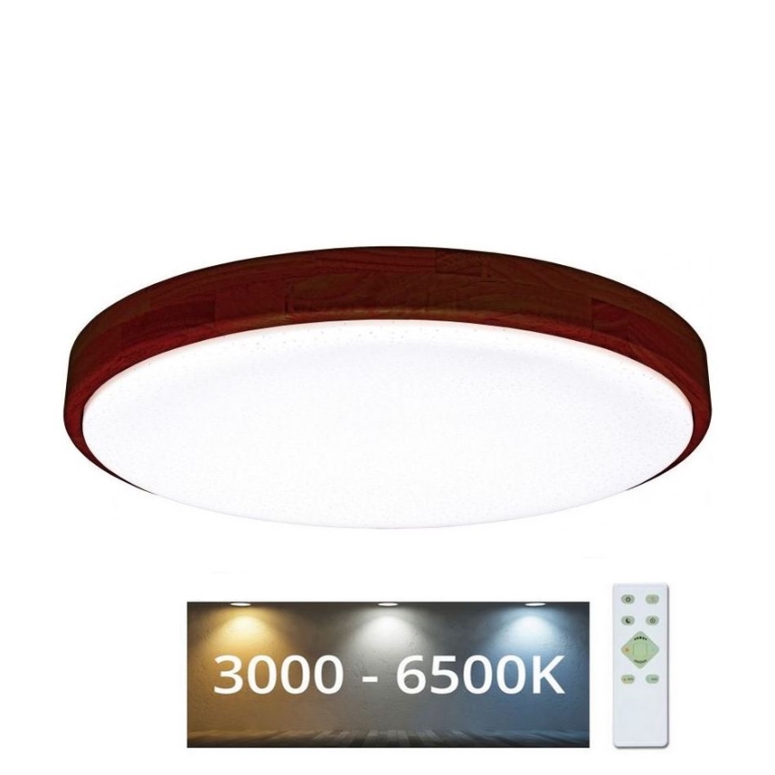 LED Aptumšojama griestu lampa LENA LED/24W/230V 3000-6500K ozols + tālvadības pults