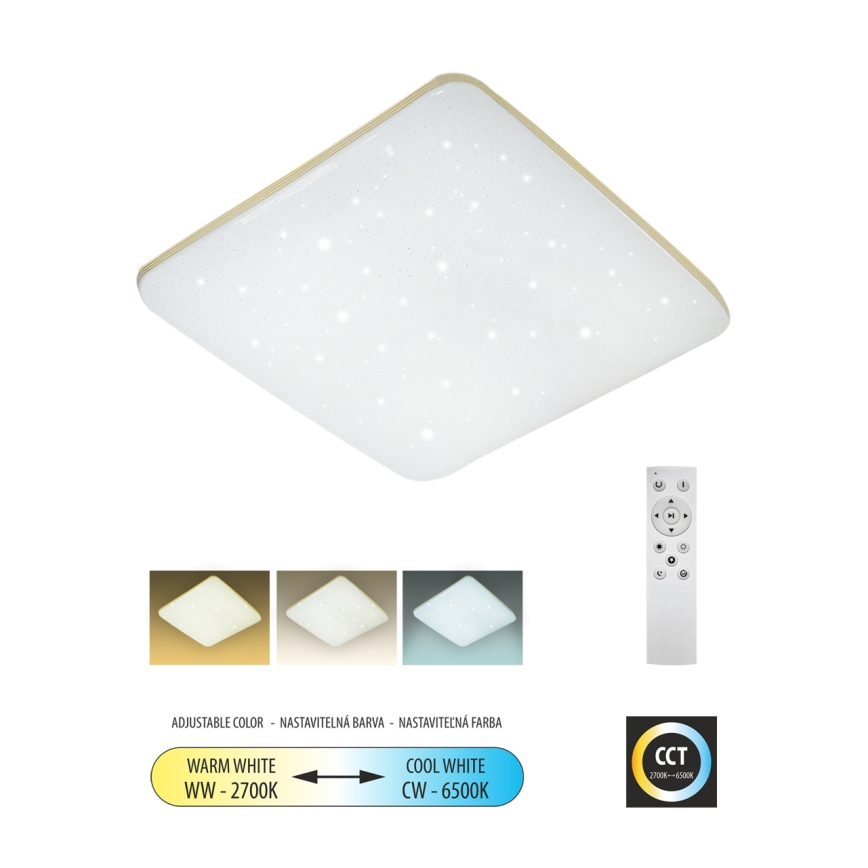 LED Aptumšojama griestu lampa MANA LED/36W/230V 2700-6500K 43x43 cm + tālvadības pults