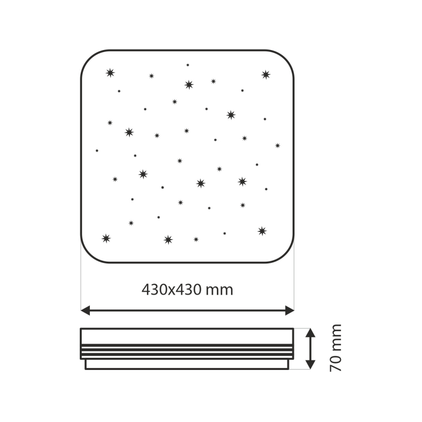 LED Aptumšojama griestu lampa MANA LED/36W/230V 2700-6500K 43x43 cm + tālvadības pults
