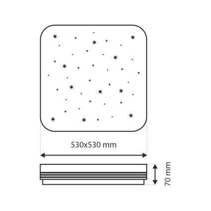 LED Aptumšojama griestu lampa MANA LED/60W/230V 2700-6500K 53x53 cm + tālvadības pults
