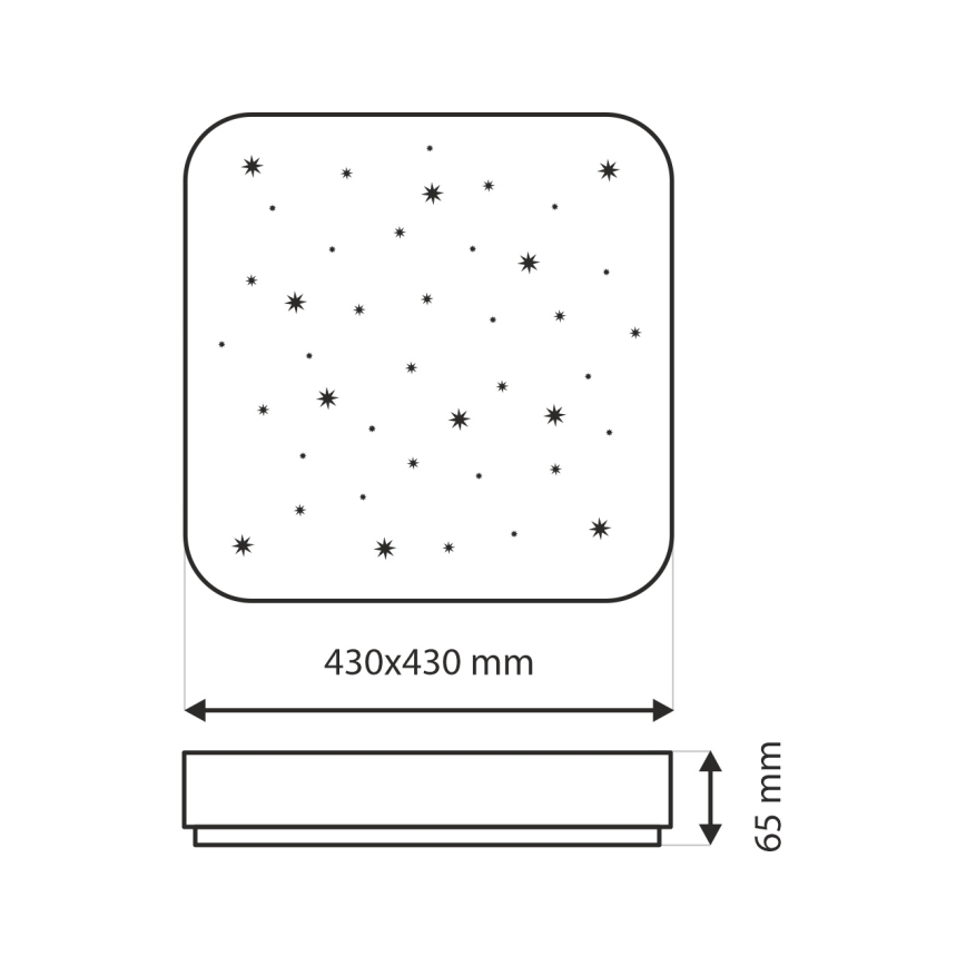 LED Aptumšojama griestu lampa NERIS LED/36W/230V 2700-6500K 43x43 cm + tālvadības pults