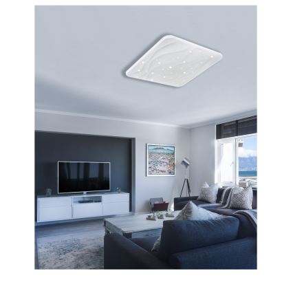 LED Aptumšojama griestu lampa NERIS LED/60W/230V 2700-6500K 53x53 cm + tālvadības pults