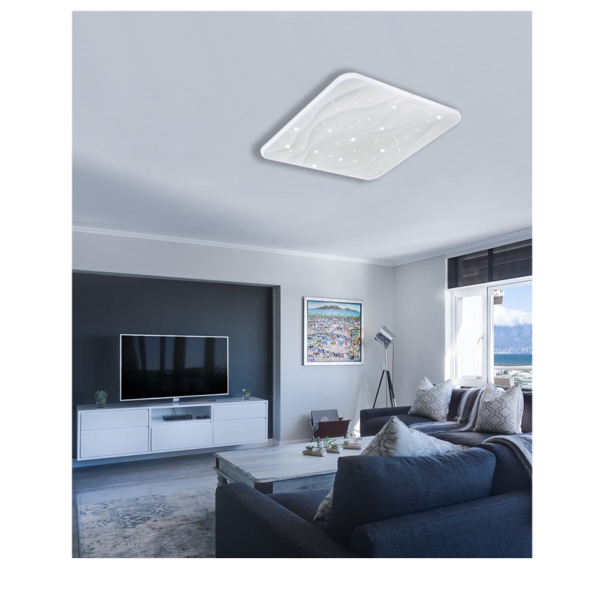 LED Aptumšojama griestu lampa NERIS LED/60W/230V 2700-6500K 53x53 cm + tālvadības pults