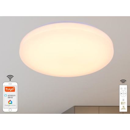 LED Aptumšojama griestu lampa OPAL LED/48W/230V 2700-6500K Wi-Fi Tuya balta + tālvadības pults
