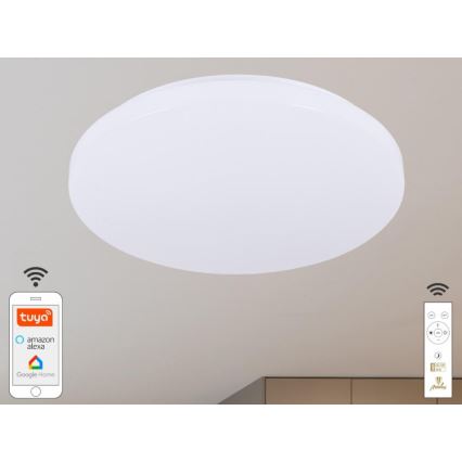 LED Aptumšojama griestu lampa OPAL LED/48W/230V 2700-6500K Wi-Fi Tuya balta + tālvadības pults