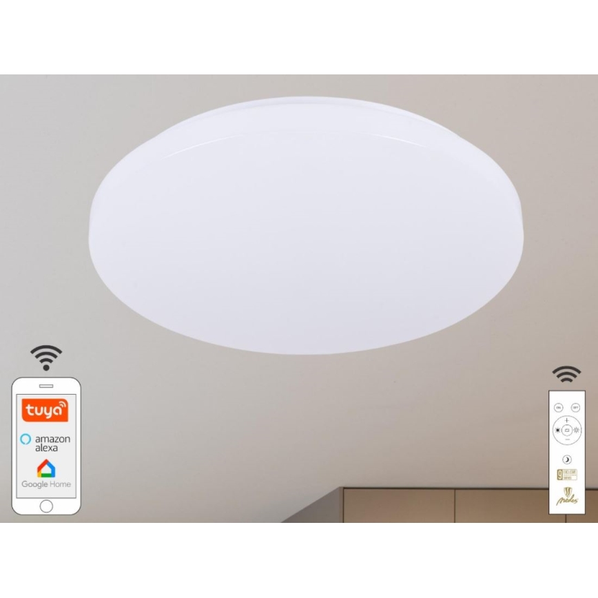 LED Aptumšojama griestu lampa OPAL LED/48W/230V 2700-6500K Wi-Fi Tuya balta + tālvadības pults
