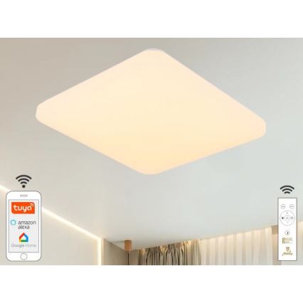LED Aptumšojama griestu lampa OPAL LED/48W/230V 2700-6500K Wi-Fi Tuya balta + tālvadības pults