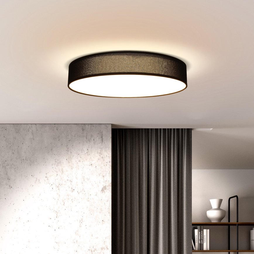LED Aptumšojama griestu lampa PENLEY LED/48W/230V 3000-6500K d. 40 cm melna + tālvadības pults